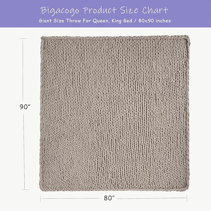 Bigacogo Chunky Knit Throw Blanket - Image 2