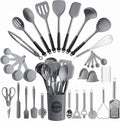 Kikcoin 43 PCS Silicone Kitchen Utensils Set, Cooking Utensils Set, Gray