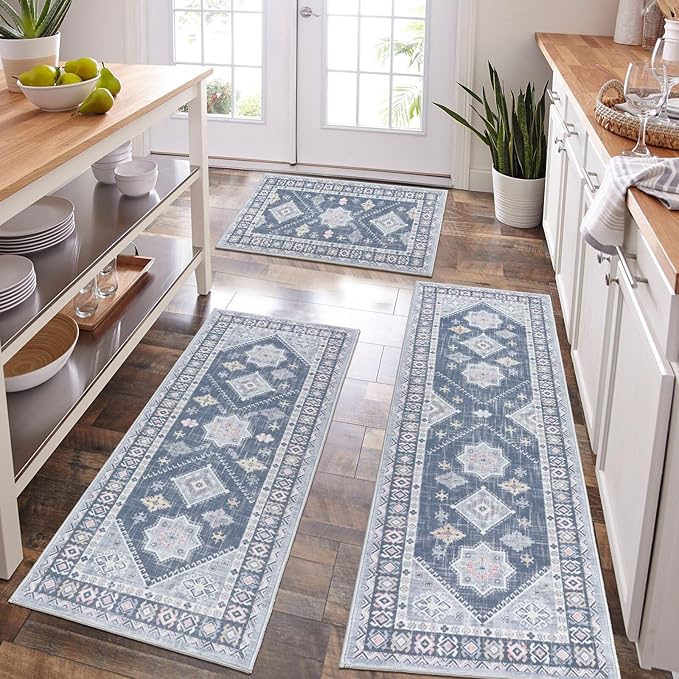 HEBE Boho Kitchen Rug Sets 3 Piece by HEBE