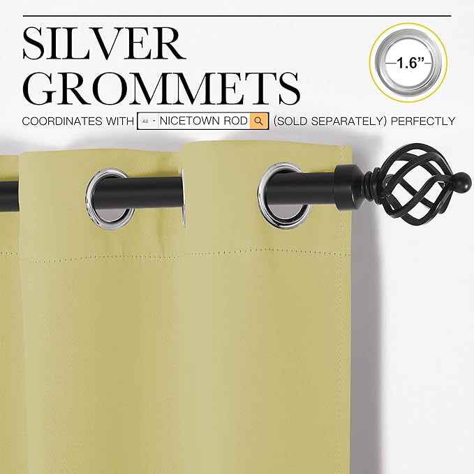 NICETOWN Bedroom Curtain Panels Blackout Draperies, Thermal Insulated Solid - Image 3