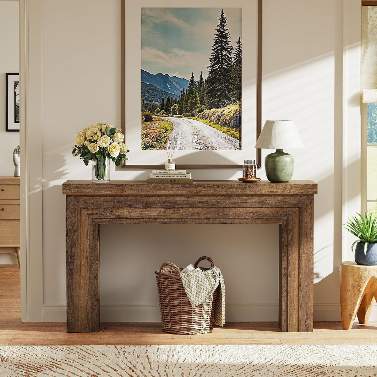 Huuger 54 Inch Entryway Table, Rectangular Console Table for Living Room