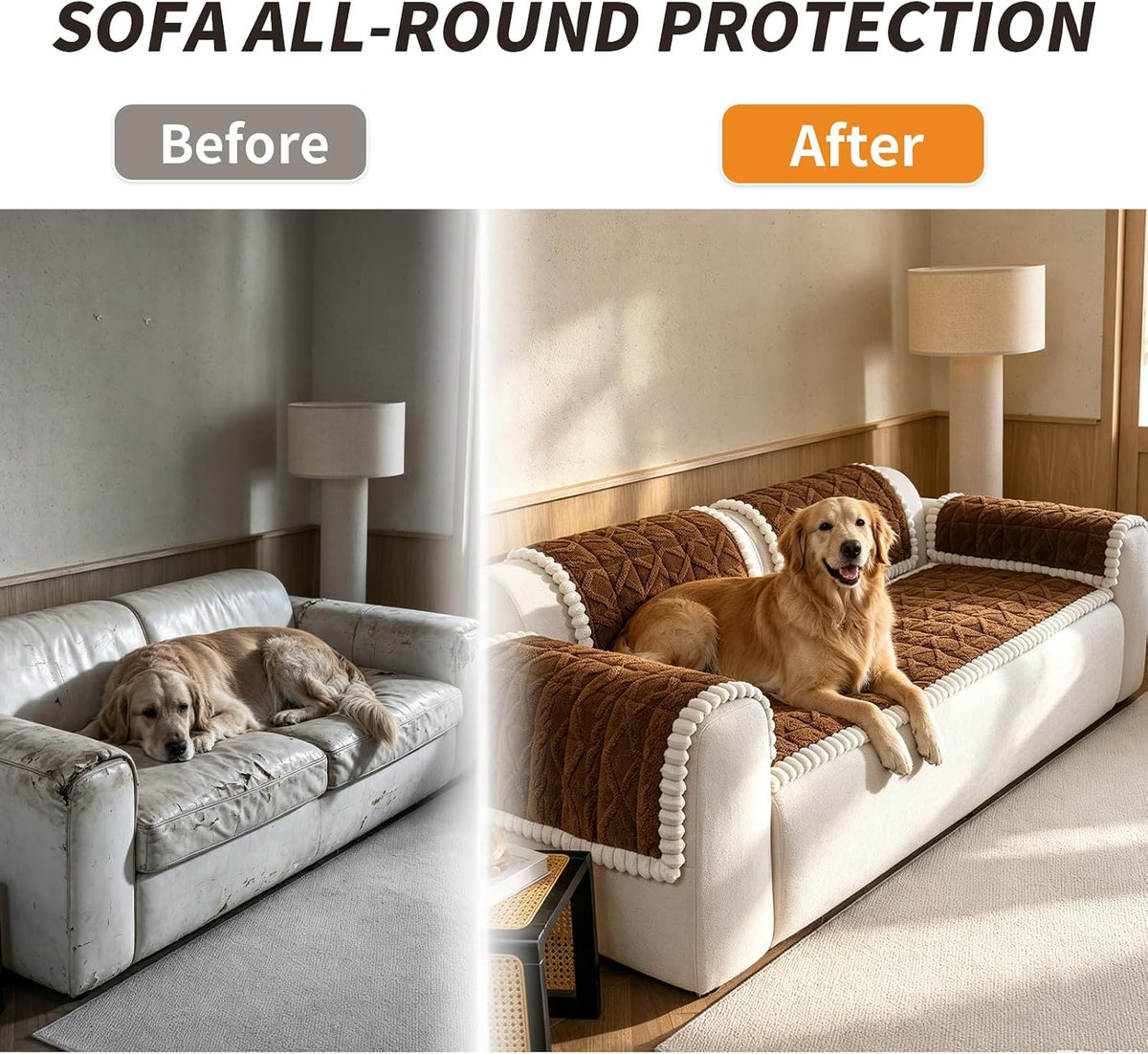 27.6”x27.6” Couch Cover for Dogs, Washable Sofa Protector for Pets
