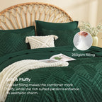 Andency King Size Comforter Set, Dark Emerald Green, 7 Pieces