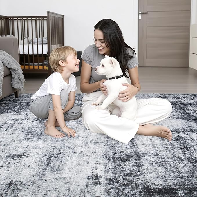 10x14 Area Rug Living Room Rug: Washable Modern Abstract Soft Thin Rug Indoor - Image 7