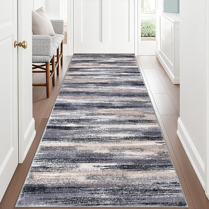 Lansny Modern Abstract Runner Rug 3x8 by lansny