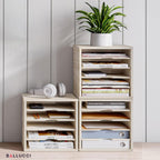 Ballucci 5-Tier File Organizer for Desk, Mail Sorter, Office Desk Organization, Paper Storage Organizers, Folder holder for desk, Letter Trays & Stacking Supports, Brushed Wood