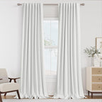 Guken Off White 100% Blackout Linen Curtains 120 Inch Length 2 Panels Set by Guken