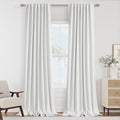 Guken White 100% Blackout Linen Curtains 96 Inch Length 2 Panels Set by Guken