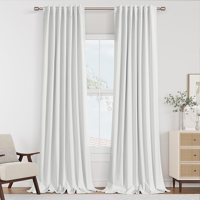 Guken Off White 100% Blackout Curtains 84 Inch Length 2 Panels Set by Guken