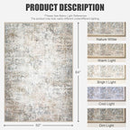 5x7 Area Rug Living Room Rug: Washable Modern Abstract Soft Thin Rug Indoor - Image 2