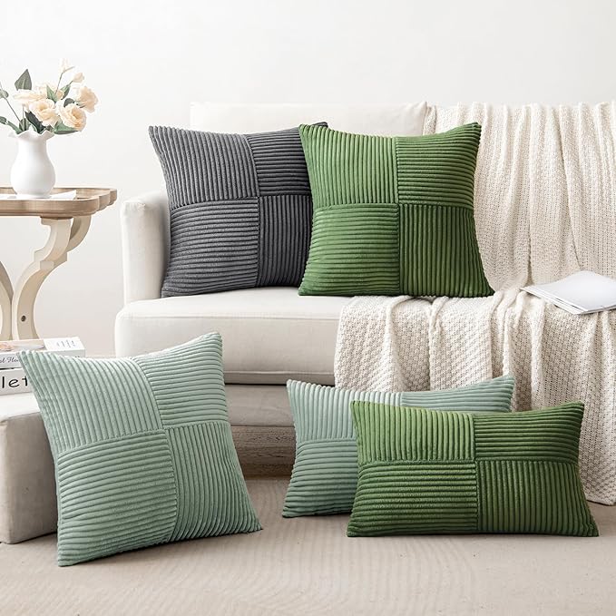 MIULEE Greyish Green Decorative Euro Sham Pillow Covers 24x24 Inch - Image 5