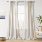 Nanspring Pearl White Linen Curtains 96 Inches Long by Nanspring