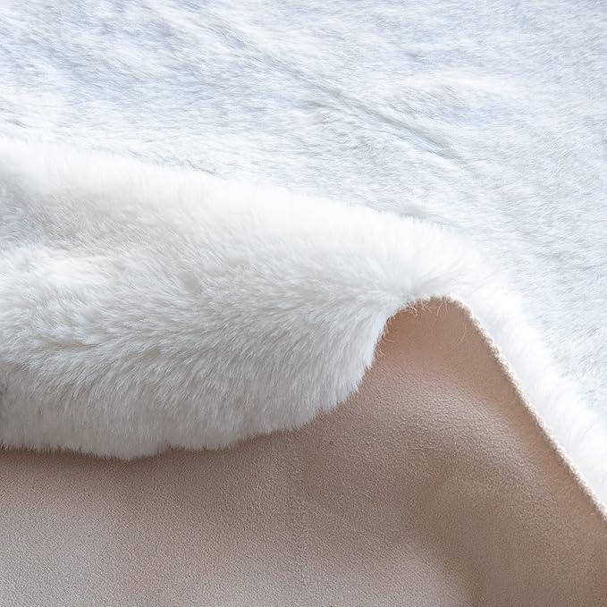 ORINOVA White Fluffy Round Rug 5ft - Image 8