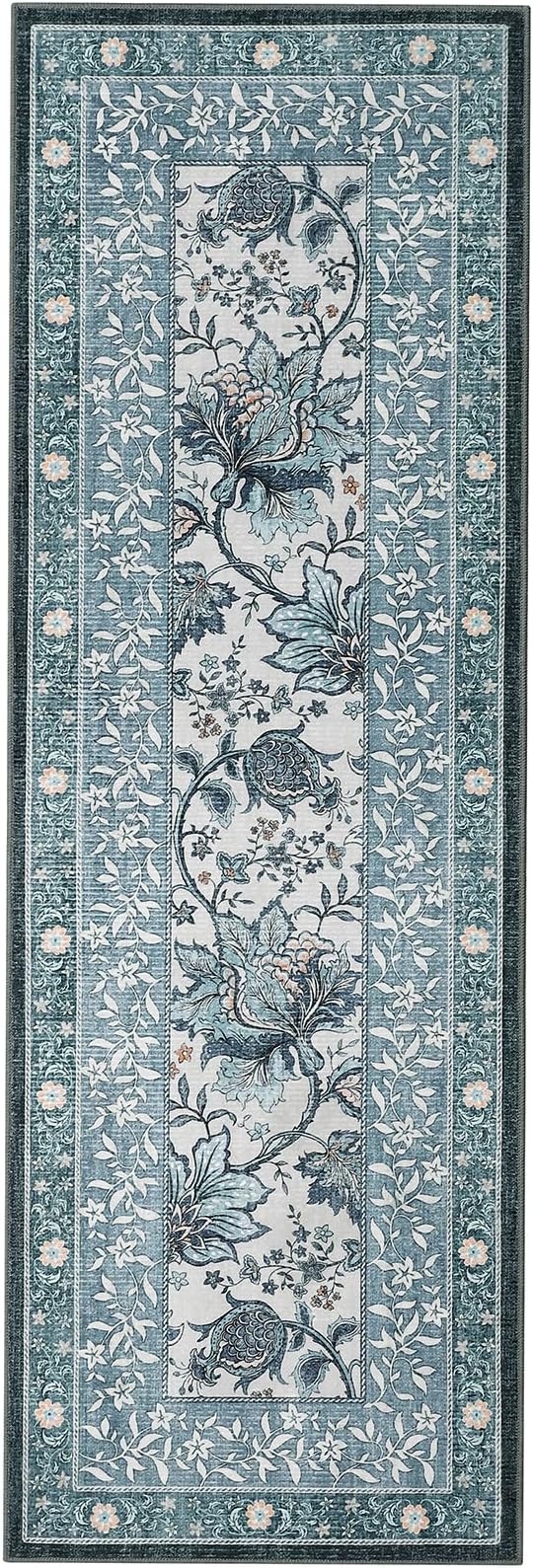 GarveeHome Provence Misty Blue 2x6 Washable Kitchen Runner Rugs Non Slip - Image 4