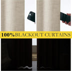 NICETOWN Taupe 100% Blackout Linen Curtains 90 inch Long Burg, Farmhouse Thick - Image 3