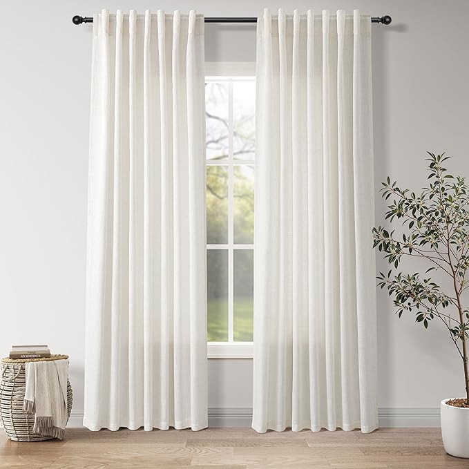 Nanspring Natural Linen Curtains 84 Inch Length 2 Panels Set by Nanspring