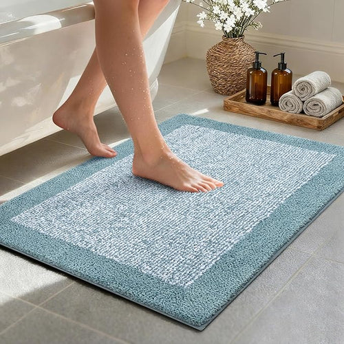 36x24 Large Bathroom Rugs Washable Non Slip, Dusty Blue Bath Mat by Unknown