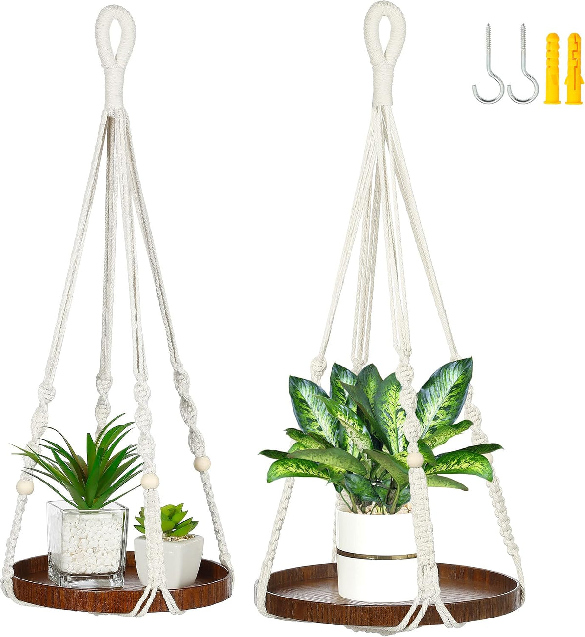 2 Pack Plant Hanger Indoor, Hanging Plant Shelf (12" + 10")