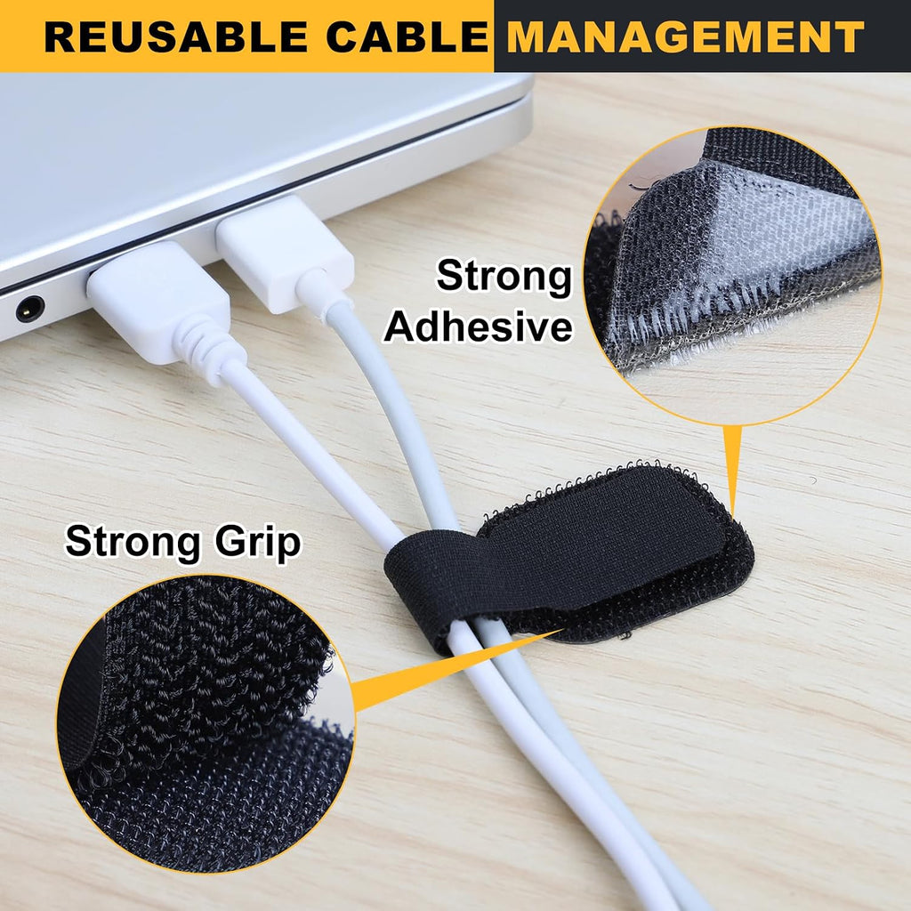 Under Desk Cable Management, Reusable Cable Straps, 56 Pack