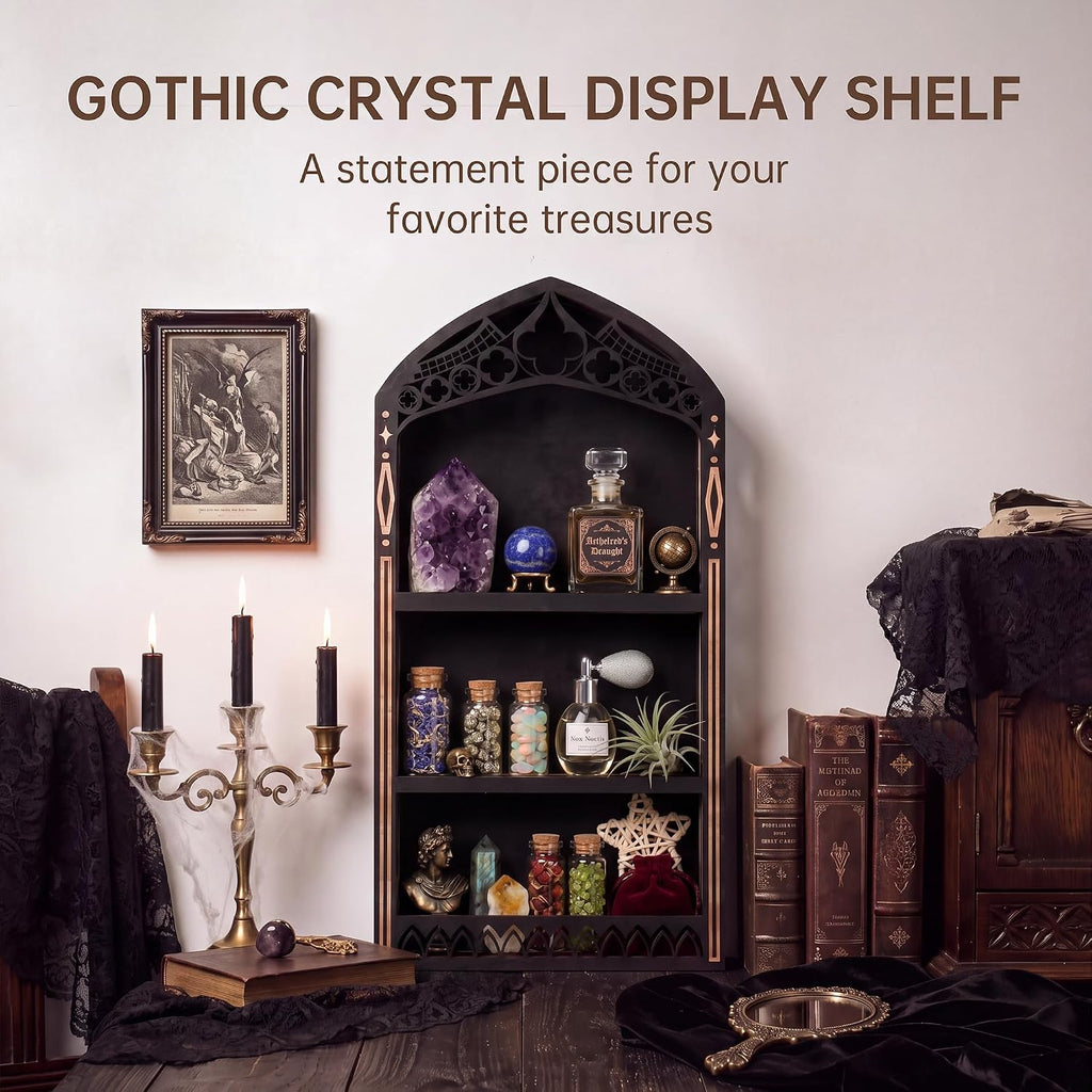 Crystal Shelf Display, Goth Room Decor, Trinket Shelf, Display Shelves