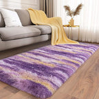 Soft Runner Rugs for Bedroom Hallways, 2x6 Abstract Purple Fluffy Shag Throw - Image 2