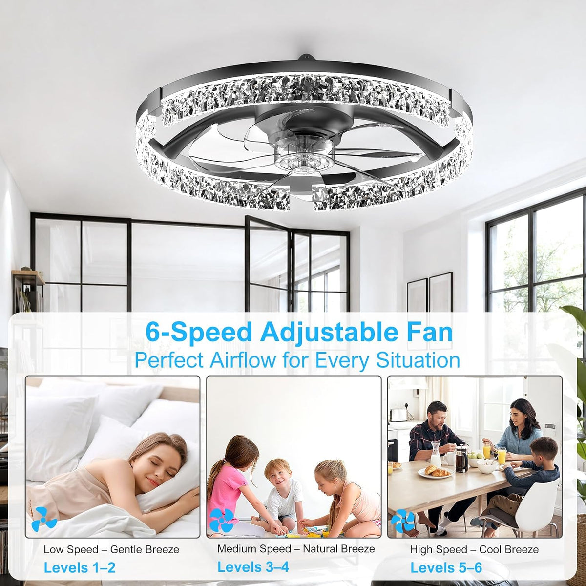 Ceiling Fans with Lights and Remote - 20'' Low Profile Ceiling Fan