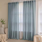MIULEE Dusty Blue Linen Curtains 72 Inch Length 2 Panels - Image 7