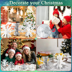 Wooden Snowflake Decorations, 3D Christmas Table Decorations, Set of 6