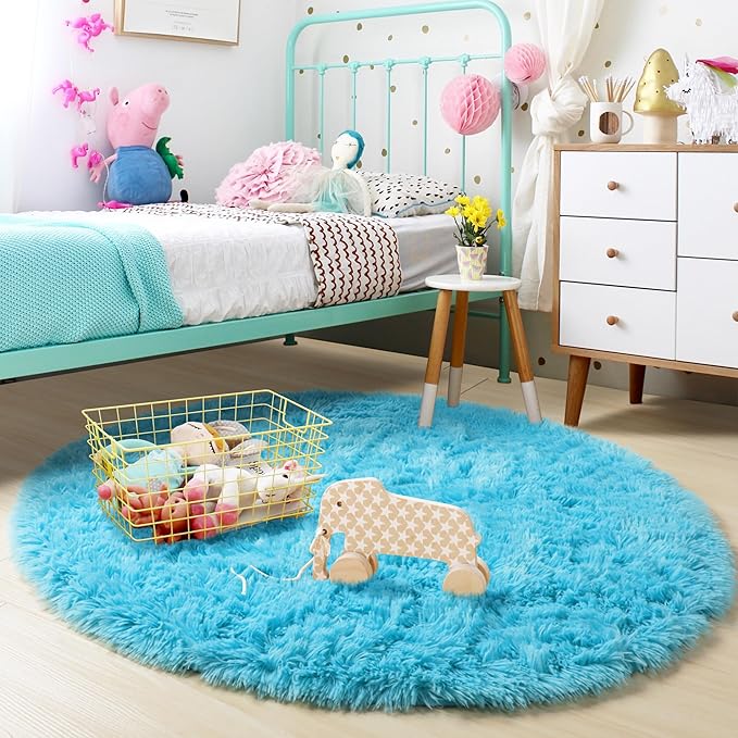Amdrebio Blue Soft Round Rugs 4Ft - Image 3