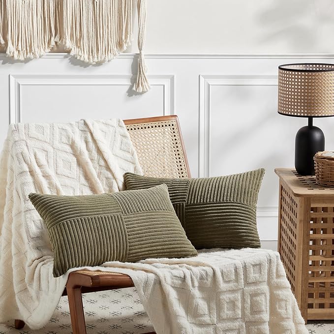 Fancy Homi 2 Packs Olive Green Lumbar Decorative Throw Pillow Covers 14x24 Inch - Image 7