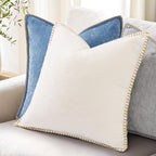 decorUhome Soft Chenille Throw Pillow Covers 18x18 Set of 2 Blue