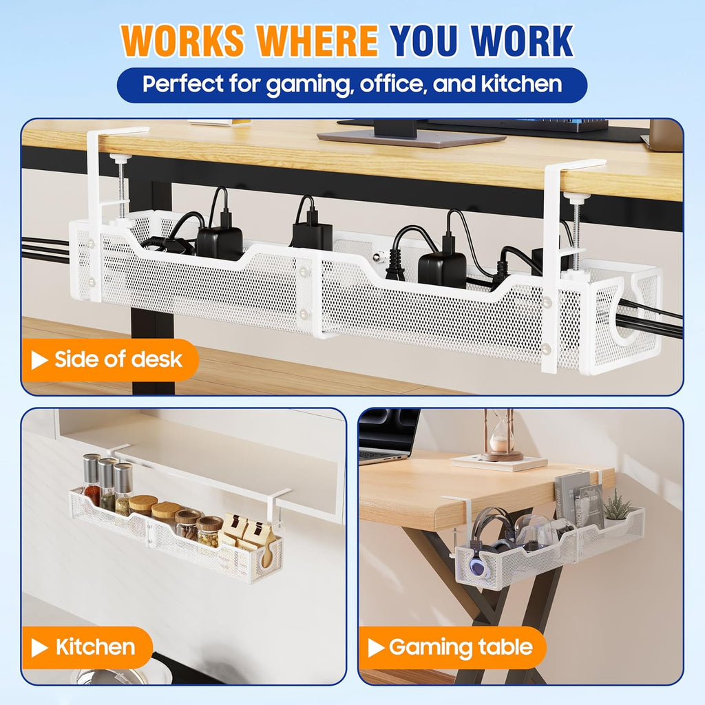Cable Management Under Desk - 25.2" Open Slots No Dill Cable Tray