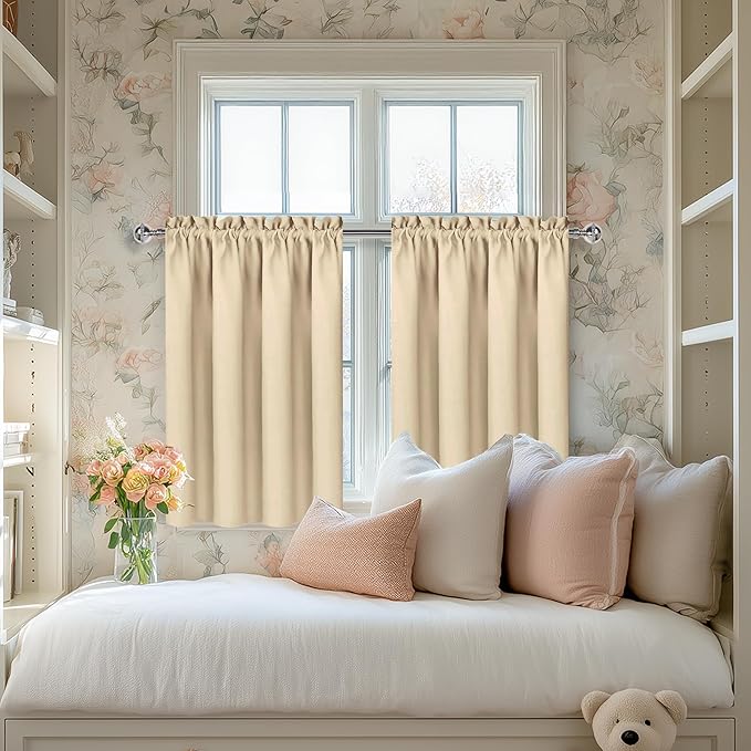 DWCN Beige Short Room Darkening Curtains - Image 3