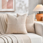 Fancy Homi 2 Packs Tan Samll Decorative Throw Pillow Covers 12x12 Inch - Image 5