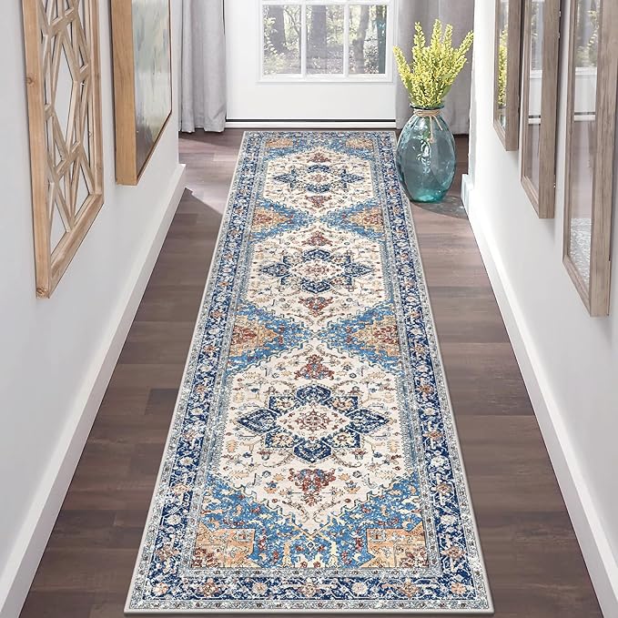 Yamaziot Washable Runner Rug, 2x8 Non-Slip Boho Vintage Hallway Rug by Yamaziot