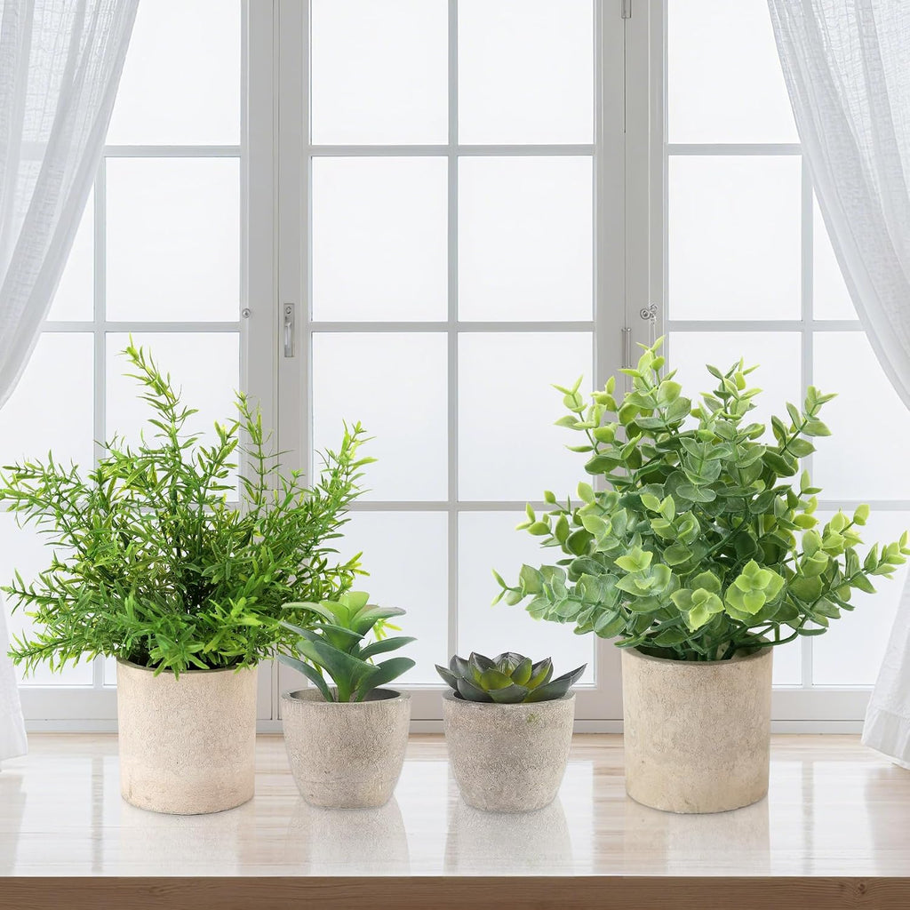 ALAGIRLS 4 Pack Small Fake Plants, 10" Artificial Plants Indoor