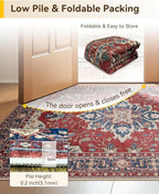RELEANY Area Rugs 9'x12' Washable Non-Slip, Floral Vintage Distress Print - Image 4