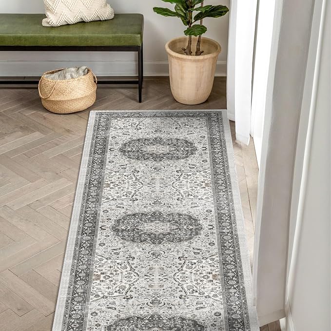 Hallway 2x6 Washable Runner Rug: Oriental Stain Resistant Kitchen Entryway Rugs - Image 2
