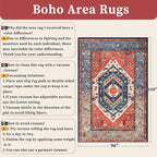 SERISSA Washable Rugs 8x10 Area Rugs, Large Non-Slip Boho Living Room Rust Rug - Image 2