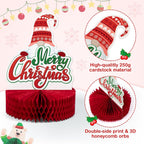 Mocoosy 12 Pack Christmas Party Honeycomb Centerpieces for Table Decorations, Xmas Center Pieces Table Topper with Gnome Santa Snowman Tabletop Centerpieces Decor Holidays Winter Office Party Supplies