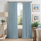Dusty Blue Blackout Curtains for Nursery 54 Inch Length 2 Panel Chic Linen Look - Image 9