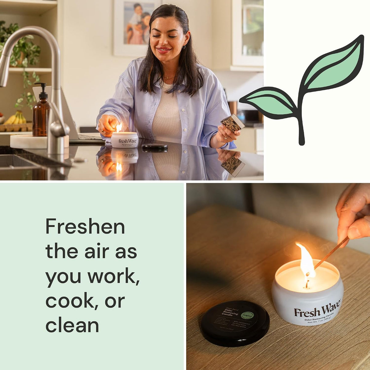 Fresh Wave Soy Candle, 7 oz, Odor Eliminating, 30-Hour Burn, Pet Safe