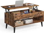VASAGLE Lift Top Coffee Table with Hidden Storage, Gas Spring
