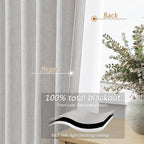 Guken Natural Extra Long 100% Blackout Curtains 132 Inch Length 2 Panels Set - Image 4