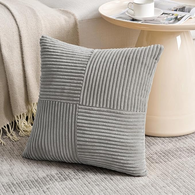 Fancy Homi 2 Packs Grey Samll Decorative Throw Pillow Covers 14x14 Inch - Image 2