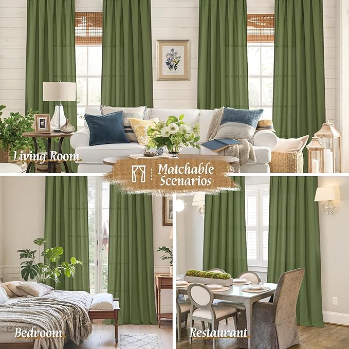 LAMIT Olive Green Linen Curtains - Image 6