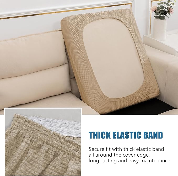 Water Repellent Couch Cushion Covers, Stretch Sofa Seat Slipcover Sets - Image 4