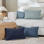 Fancy Homi Set of 4 Blue Long Lumbar Rectangle Decorative Throw Pillow Covers - Image 5