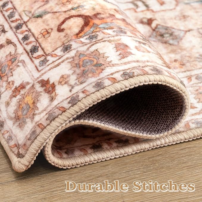 SERISSA Boho Rugs for Entryway, 2x3 Peach Cream Entryway Rug Non-Slip Washable - Image 5