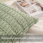 Pack of 2 Corduroy Decorative Throw Pillow Covers 16x16 Inch Soft Striped - Image 2